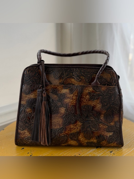 Patricia Nash Handbags - Patricia Nash Hand-Tooled Floral Satchel in Brown and Tan